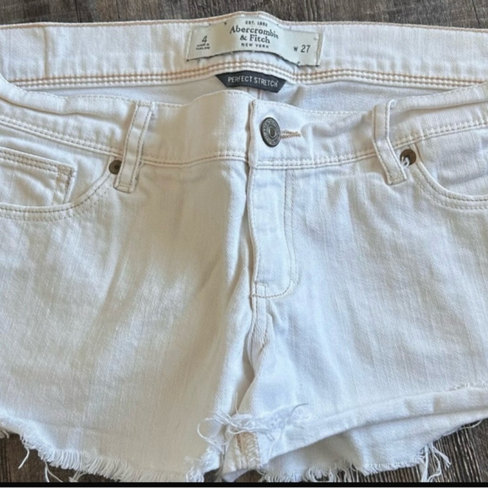 Abercrombie & Fitch Cream Denim Shorts
